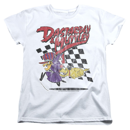 WACKY RACES : DASTARDLY AND MUTTLEY 2 WOMENS SHORT SLEEVE White 2X