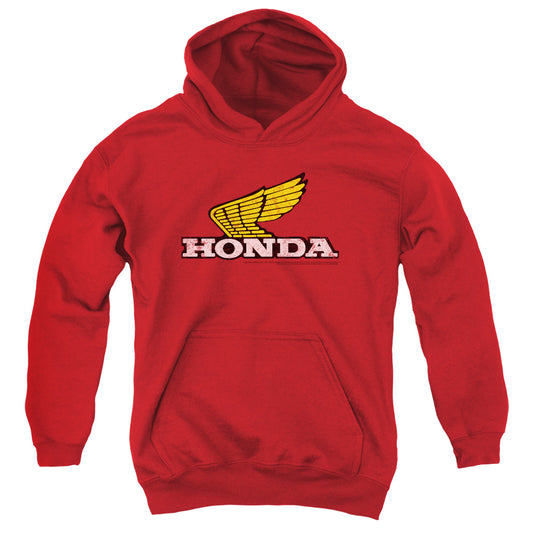 HONDA : YELLOW WING LOGO YOUTH PULL OVER HOODIE Red LG