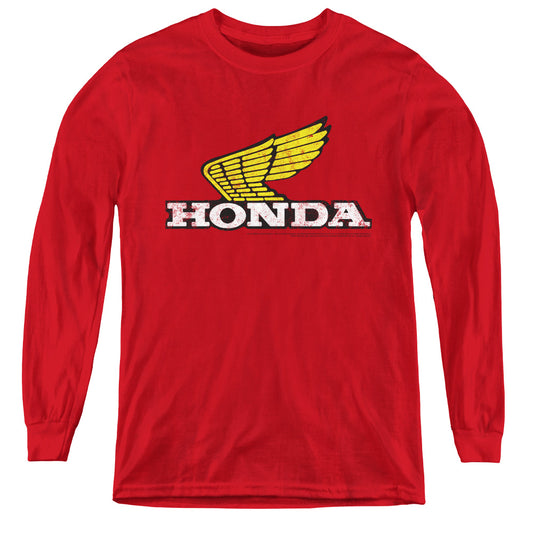 HONDA : YELLOW WING LOGO L\S YOUTH RED SM