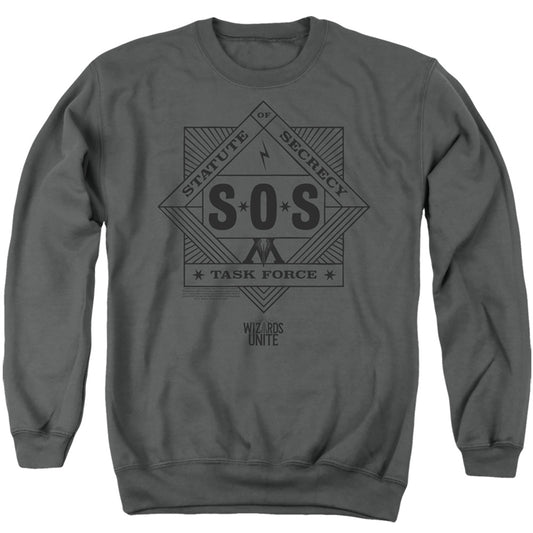 HARRY POTTER WIZARDS UNITE : SOS TASK FORCE ADULT CREW SWEAT Charcoal 2X