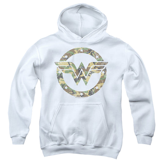 DC WONDER WOMAN : CAMO WONDER WOMAN LOGO YOUTH PULL OVER HOODIE White MD