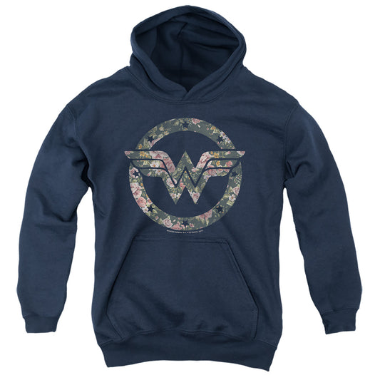 DC WONDER WOMAN : FLORAL WONDER WOMAN LOGO YOUTH PULL OVER HOODIE Navy XL