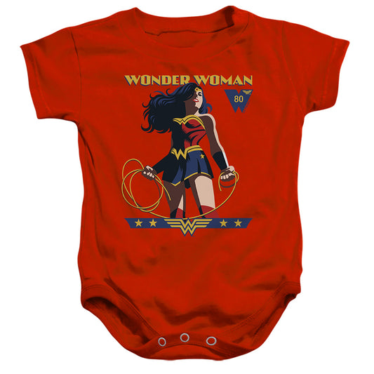 WONDER WOMAN : WONDER WOMAN 80TH STANCE INFANT SNAPSUIT Red MD (12 Mo)