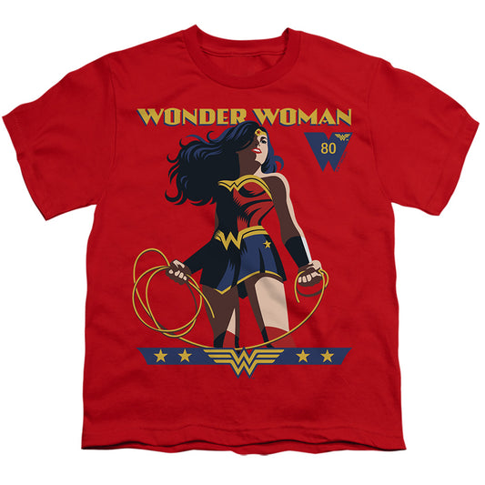WONDER WOMAN : WONDER WOMAN 80TH STANCE S\S YOUTH 18\1 Red LG