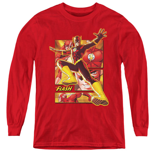 JUSTICE LEAGUE OF AMERICA : FLASH L\S YOUTH RED XL
