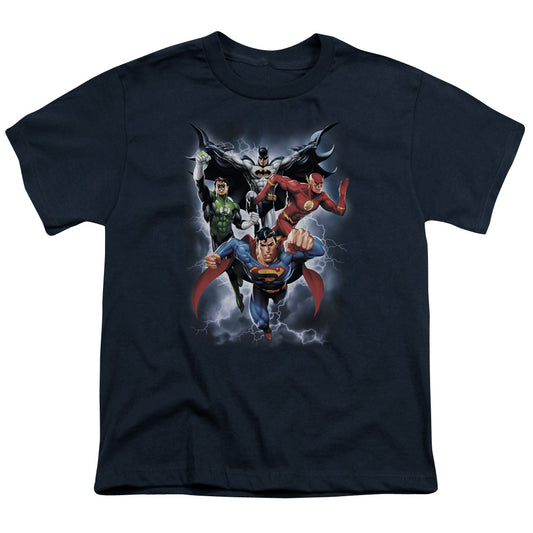 JUSTICE LEAGUE OF AMERICA : THE COMING STORM S\S YOUTH 18\1 NAVY XL