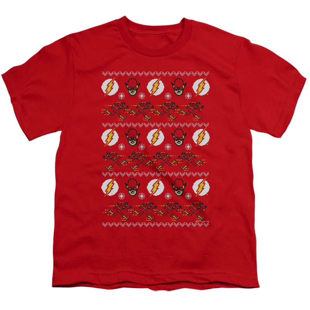 DC FLASH : THE FLASH UGLY CHRISTMAS SWEATER S\S YOUTH 18\1 Red MD