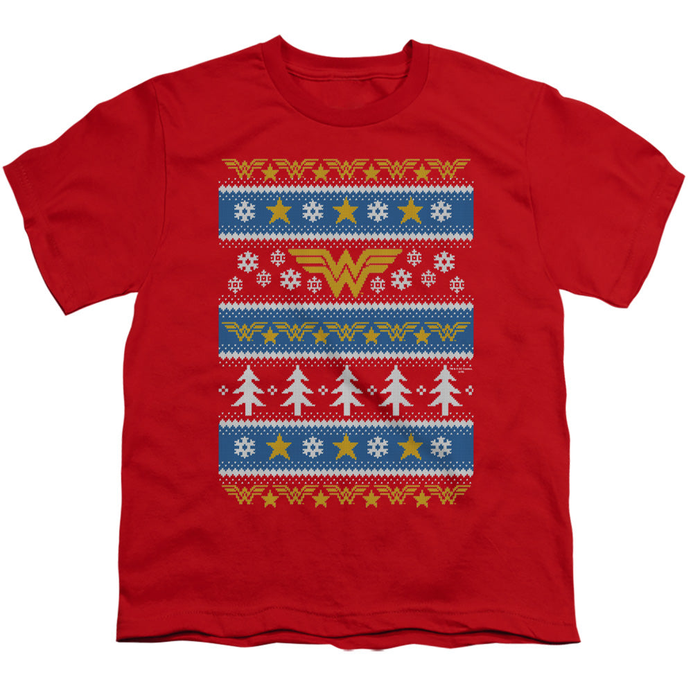 DC WONDER WOMAN : WONDER WOMAN CHRISTMAS SWEATER S\S YOUTH 18\1 Red XL