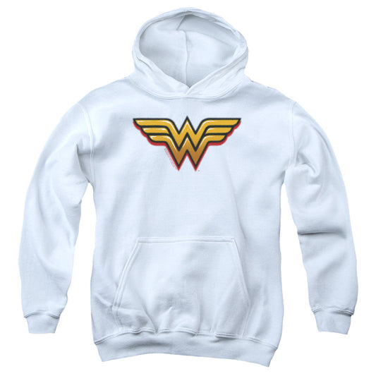 DC WONDER WOMAN : AIRBRUSH WONDER WOMAN YOUTH PULL OVER HOODIE White MD