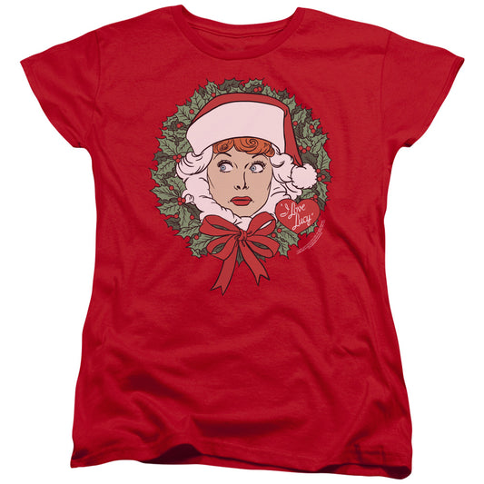 I LOVE LUCY : WREATH S\S WOMENS TEE Red MD