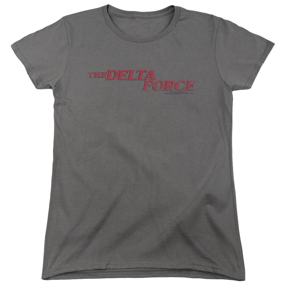 DELTA FORCE : DISTRESSED LOGO WOMENS SHORT SLEEVE CHARCOAL XL