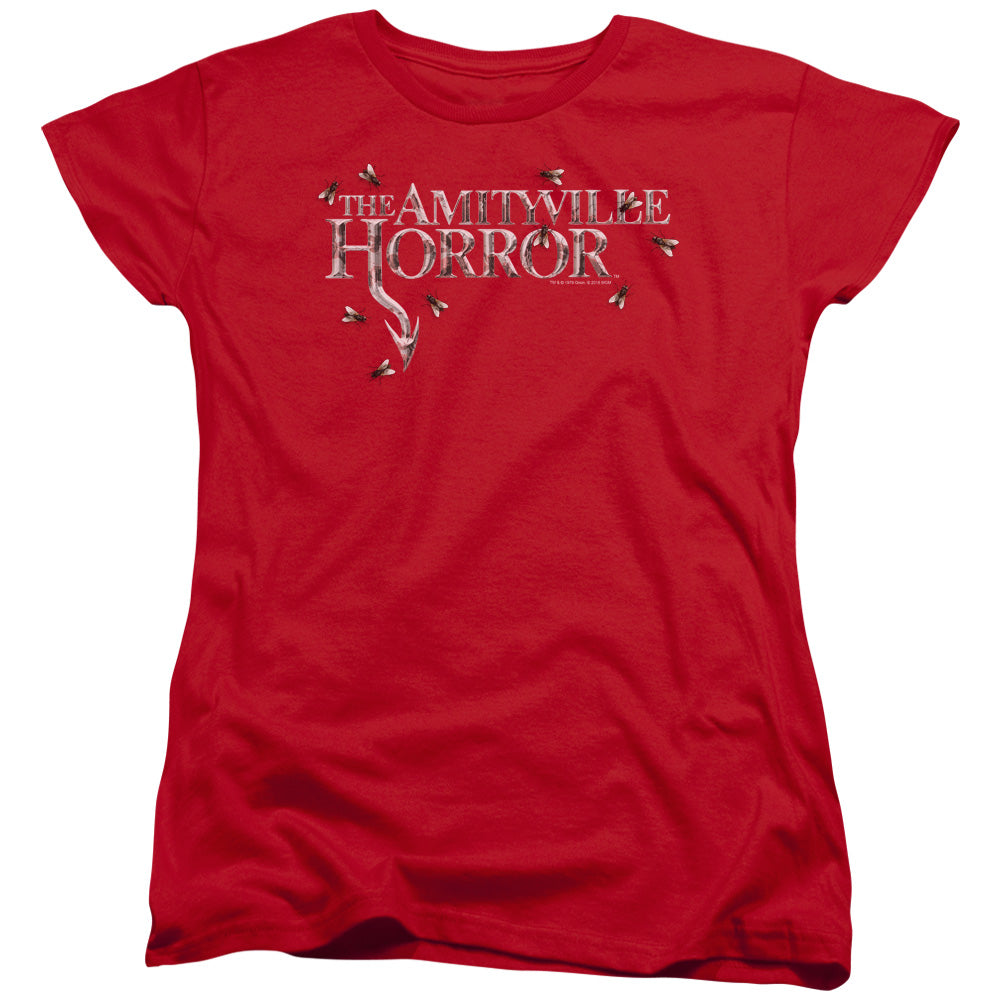 AMITYVILLE HORROR : FLIES S\S WOMENS TEE Red MD