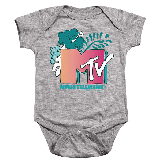 MTV : TROPICAL FLOWER LOGO INFANT SNAPSUIT Athletic Heather MD (12 Mo)