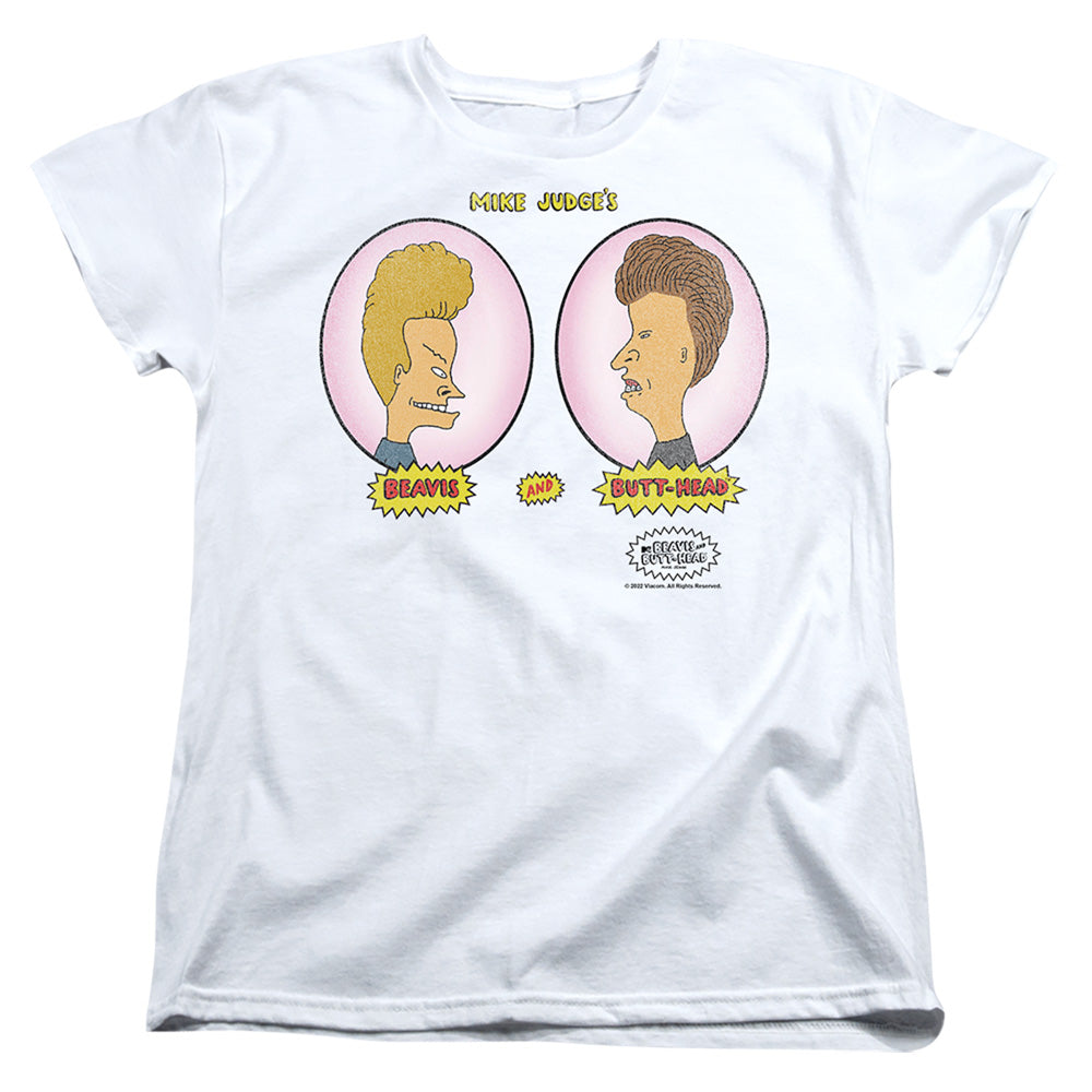 BEAVIS AND BUTTHEAD : HEADS IN OVALS WOMENS SHORT SLEEVE White XL