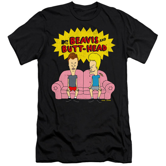 BEAVIS AND BUTTHEAD : COUCH LOGO OG  PREMIUM CANVAS ADULT SLIM FIT 30\1 Black 2X