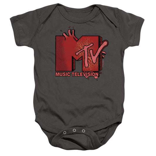 MTV : BEATING HEART LOGO INFANT SNAPSUIT Charcoal MD (12 Mo)
