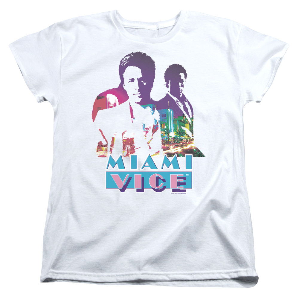 MIAMI VICE : CROCKETT AND TUBBS S\S WOMENS TEE WHITE MD