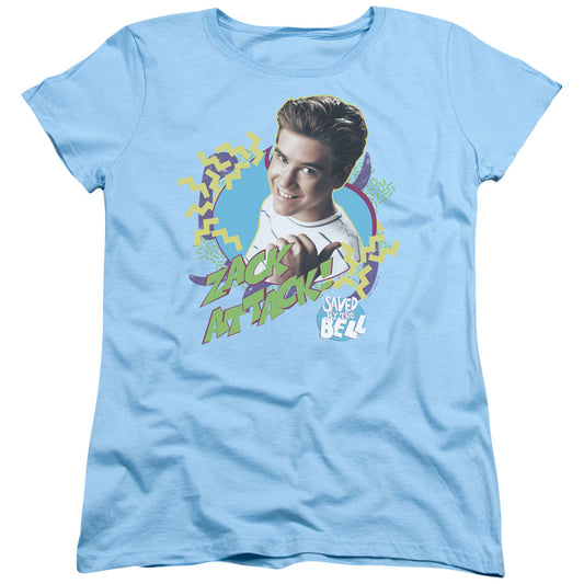 SAVED BY THE BELL : ZACK ATTACK S\S WOMENS TEE LIGHT BLUE SM