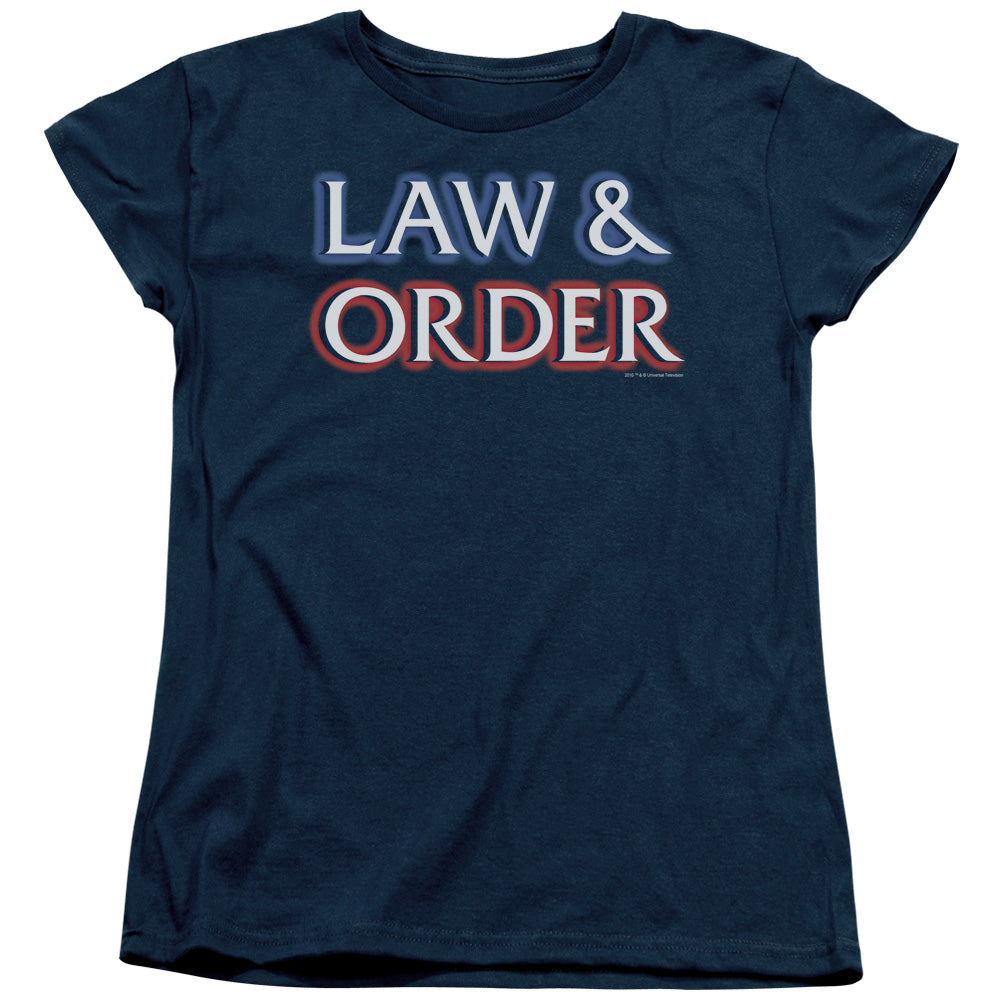 LAW AND ORDER : LOGO S\S WOMENS TEE NAVY SM