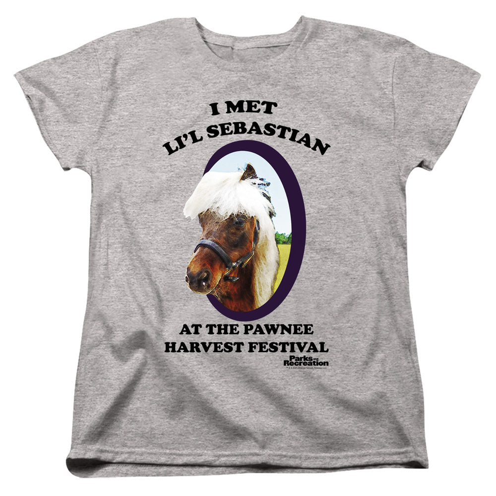 PARKS AND REC : LIL SEBASTIAN WOMENS SHORT SLEEVE Athletic Heather SM
