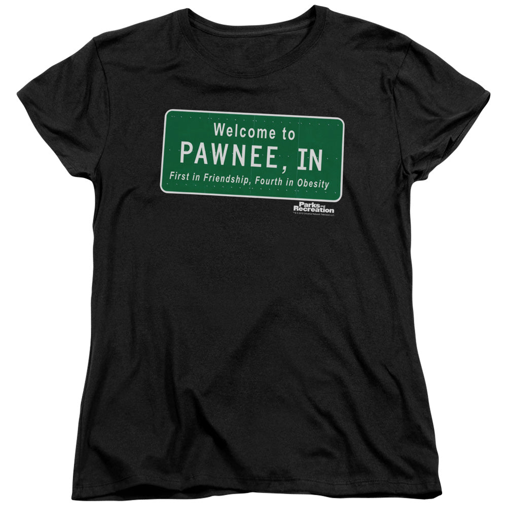 PARKS AND REC : PAWNEE SIGN S\S WOMENS TEE BLACK 2X