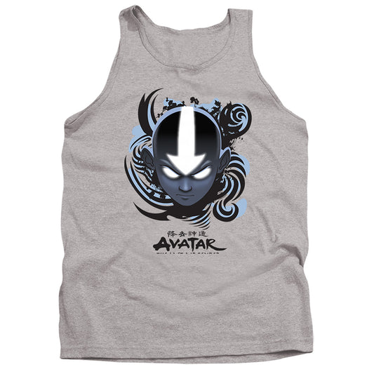 AVATAR THE LAST AIRBENDER : AIRBENDER BLUE AND BLACK KANJI ADULT TANK Athletic Heather 2X
