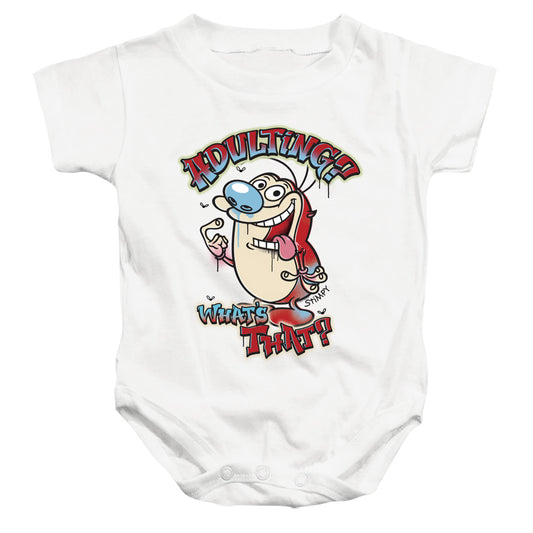 REN AND STIMPY : ADULTING WHATS THAT? INFANT SNAPSUIT White MD (12 Mo)