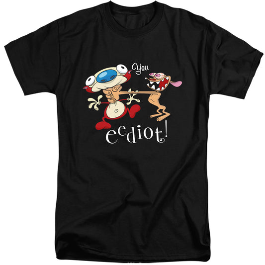 REN AND STIMPY : YOU EEDIOT ADULT TALL FIT SHORT SLEEVE Black 2X