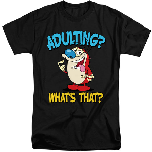 REN AND STIMPY : ADULTING 2 ADULT TALL FIT SHORT SLEEVE Black 2X