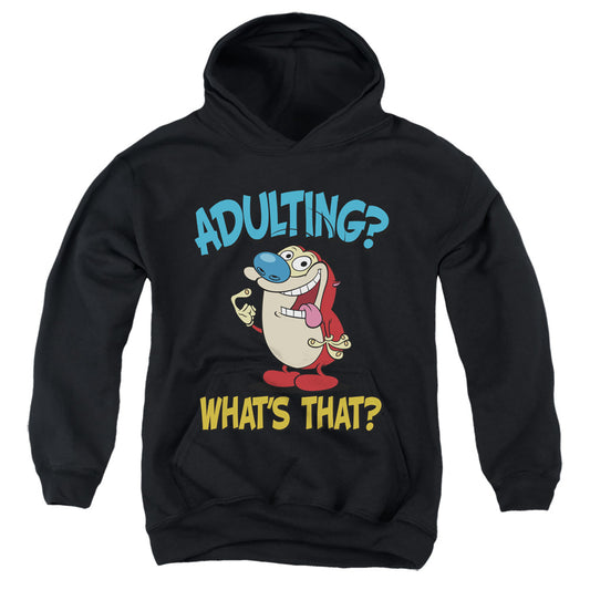 REN AND STIMPY : ADULTING 2 YOUTH PULL OVER HOODIE Black LG