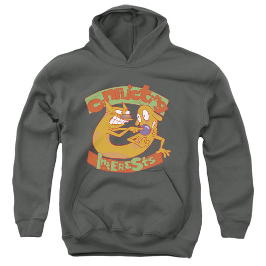 CATDOG : CONFLICTING INTERESTS YOUTH PULL OVER HOODIE Charcoal LG