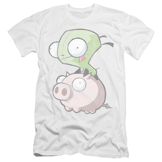 INVADER ZIM : GIR AND PIG  PREMIUM CANVAS ADULT SLIM FIT 30\1 White 2X