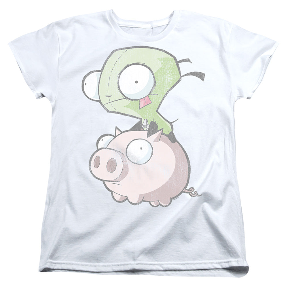 INVADER ZIM : GIR AND PIG WOMENS SHORT SLEEVE White MD