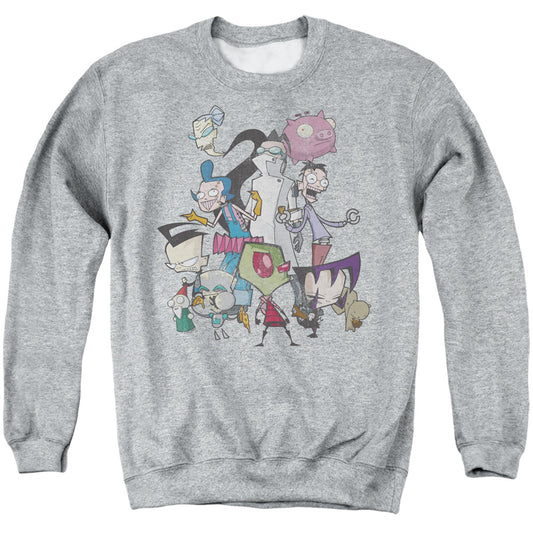 INVADER ZIM : GROUP SHOT ADULT CREW SWEAT Athletic Heather MD