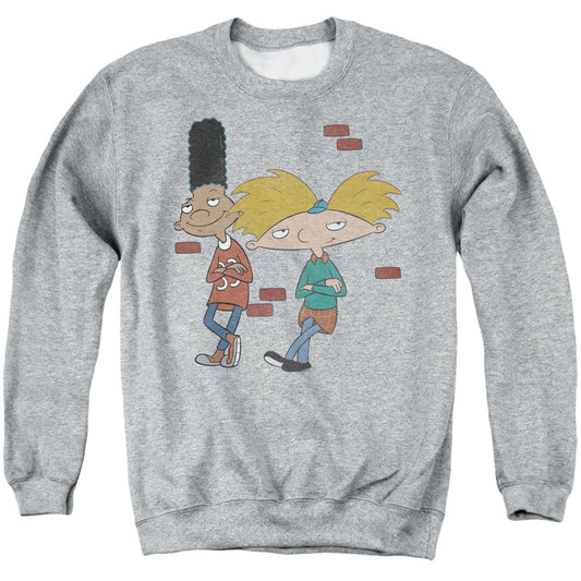 HEY ARNOLD : ARNOLD AND GERALD LEANING ADULT CREW SWEAT Athletic Heather 2X