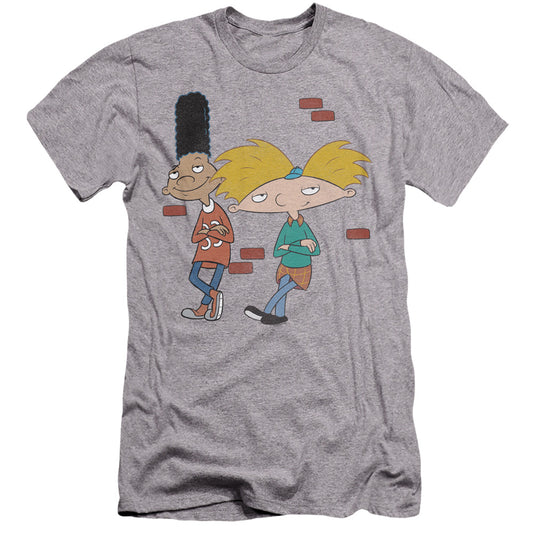 HEY ARNOLD : ARNOLD AND GERALD LEANING  PREMIUM CANVAS ADULT SLIM FIT 30\1 Athletic Heather 2X