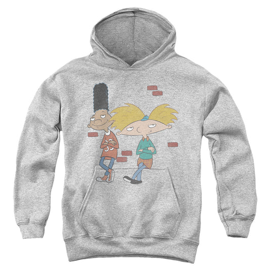 HEY ARNOLD : ARNOLD AND GERALD LEANING YOUTH PULL OVER HOODIE Athletic Heather LG