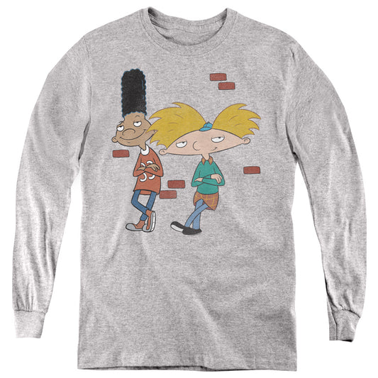 HEY ARNOLD : ARNOLD AND GERALD LEANING L\S YOUTH Athletic Heather XL
