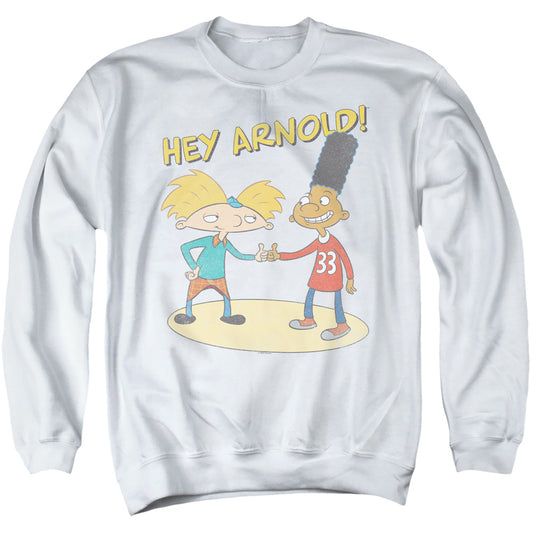 HEY ARNOLD : ARNOLD AND GERALD ADULT CREW SWEAT White 2X