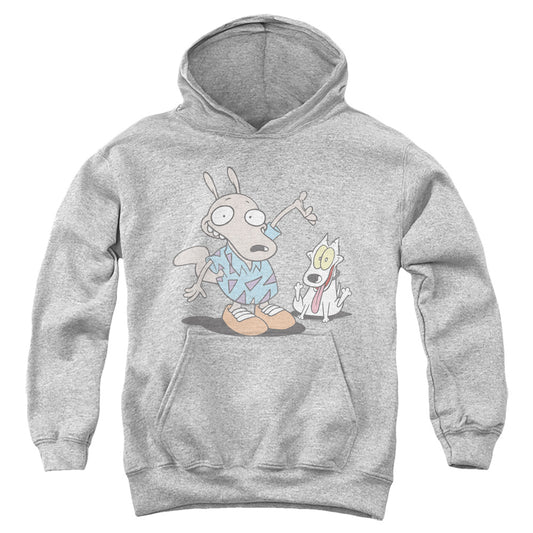 ROCKO'S MODERN LIFE : ROCKO AND SPUNKY YOUTH PULL OVER HOODIE Athletic Heather LG