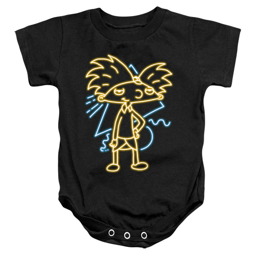 HEY ARNOLD : HEY ARNOLD NEON INFANT SNAPSUIT Black LG (18 Mo)