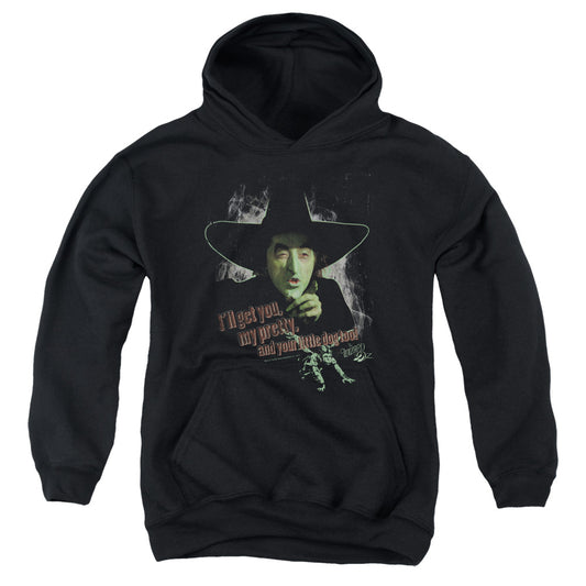 THE WIZARD OF OZ : AND YOUR LITTLE DOG TOO YOUTH PULL OVER HOODIE Black LG