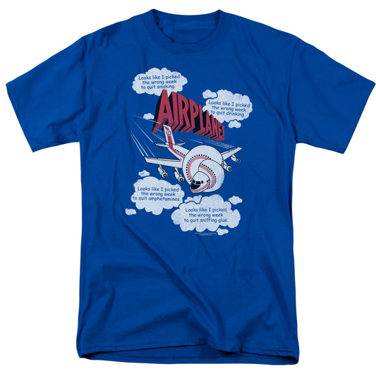 AIRPLANE : PICKED THE WRONG DAY S\S ADULT 18\1 ROYAL BLUE SM