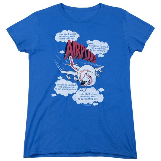 AIRPLANE : PICKED THE WRONG DAY WOMENS SHORT SLEEVE ROYAL BLUE 2X