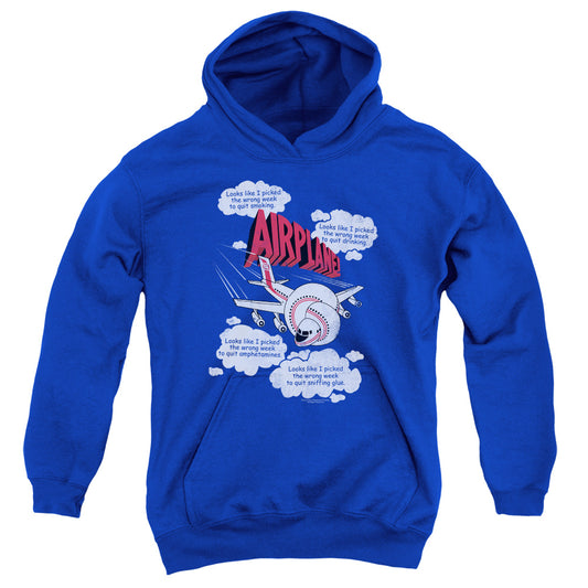AIRPLANE : PICKED THE WRONG DAY YOUTH PULL-OVER HOODIE ROYAL BLUE LG