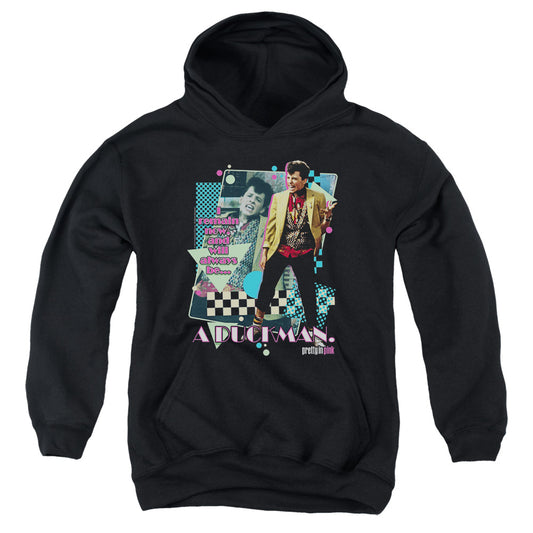 PRETTY IN PINK : A DUCKMAN YOUTH PULL OVER HOODIE BLACK LG