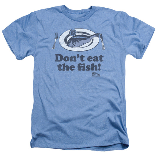 AIRPLANE : DON'T EAT THE FISH ADULT HEATHER LIGHT BLUE 2X