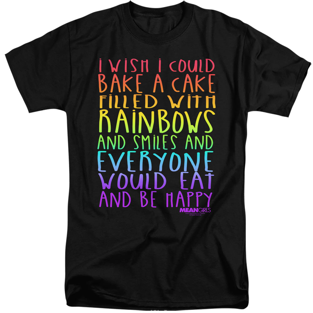 MEAN GIRLS : RAINBOWS AND CAKE ADULT TALL FIT SHORT SLEEVE Black 2X