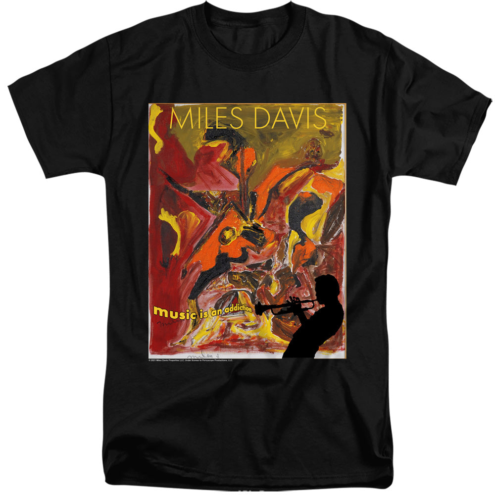 MILES DAVIS : MUSIC IS AN ADDICTION ADULT TALL FIT SHORT SLEEVE Black XL