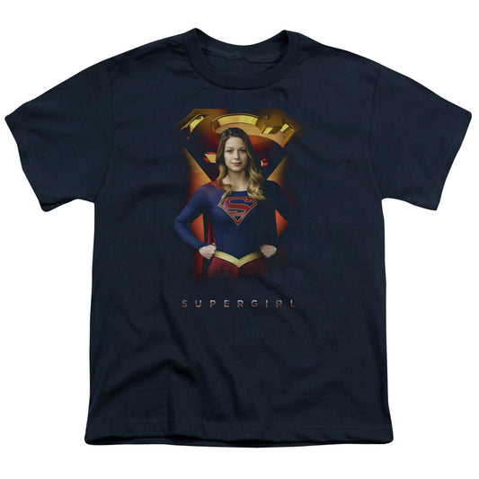 SUPERGIRL : STANDING SYMBOL S\S YOUTH 18\1 Navy MD